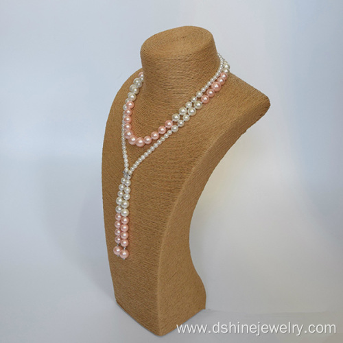 Handmade Pearl Knots Jewelry Long Shell Pearl Necklace